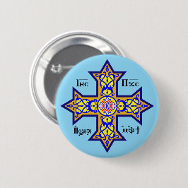 Koptisch kruisje ronde button 5,7 cm