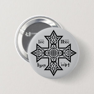 Koptisch kruisje ronde button 5,7 cm