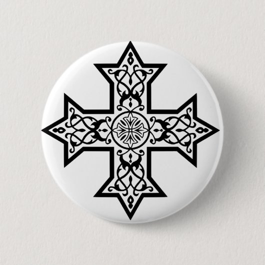 Koptisch kruisje ronde button 5,7 cm (Voorkant)