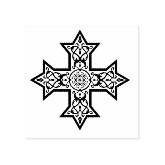Koptisch kruisje rubberstempel (Afrduk)