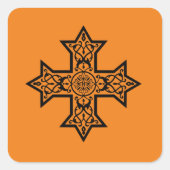 Koptisch kruisje vierkante sticker (Voorkant)