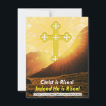 Koptische taal Christus is verrezen Stuur via Teks Feestdagenkaart<br><div class="desc">Deze kaart zegt: "Christus is Risen. Hij is zelfs Risen!" in het Engels en het Koptisch. Het is een paschal groet tijdens Pasen onder christenen. Het kruis op de kaart is een duidelijk Koptisch kruis.</div>