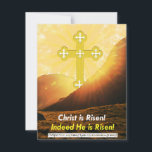 Koptische taal Christus is verrezen Stuur via Teks Feestdagenkaart<br><div class="desc">Deze kaart zegt: "Christus is Risen. Hij is zelfs Risen!" in het Engels en het Koptisch. Het is een paschal groet tijdens Pasen onder christenen. Het kruis op de kaart is een duidelijk Koptisch kruis.</div>