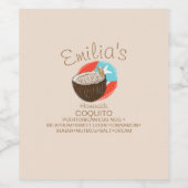 Koquito Recipe Drink Coconut Hand getekend Wijn Etiket (Enkel label)