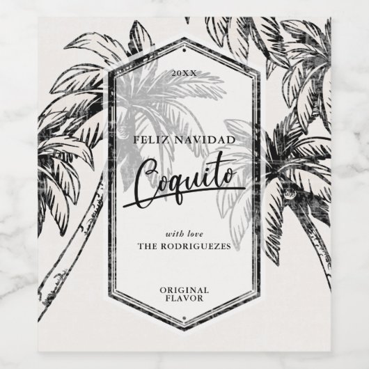  koquito tropische palmboom wijn etiket (Enkel label)