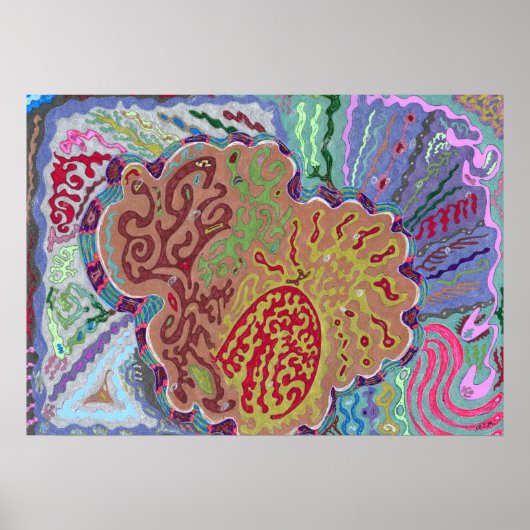 "Koraal" 28x20 Abstracte kunst Poster (Voorkant)
