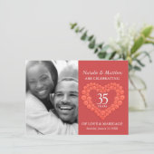 Koraal 35e huwelijksjubileum oranje kaart (Staand voorkant)