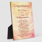 Koraal 35e trouwjubileum Plaquette Fotoplaat (Zijkant)