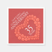 Koraal 35th Bruiloft Jubileum hart genaamd servett Servet (Voorkant)