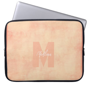 Koraal Aardetinten Pasteltinten Monogram Chic Laptop Sleeve