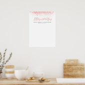 Koraal abstract waterverf DIY bruiloft tafelplan Poster (Keuken)