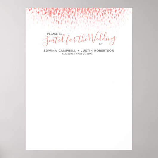 Koraal abstract waterverf DIY bruiloft tafelplan Poster (Voorkant)