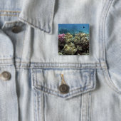 Koraal, Agincourt Reef, Great Barrier Reef, Vierkante Button 5,1 Cm (In situ)