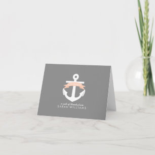Koraal Anchor Nautisch Baby shower Bedankkaart