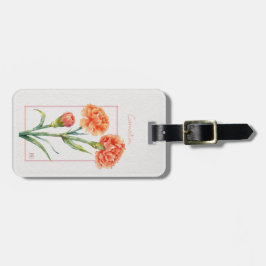 Koraal Anjer Botanisch Aquarel Aangepaste Naam Bagagelabel
