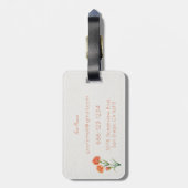 Koraal Anjer Botanisch Aquarel Aangepaste Naam Bagagelabel (Achterkant verticaal)