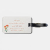Koraal Anjer Botanisch Aquarel Aangepaste Naam Bagagelabel (Achterkant horizontaal)