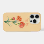 Koraal Anjer Botanisch Aquarel Aangepaste Naam iPhone Hoesje (Achterkant horizontaal)