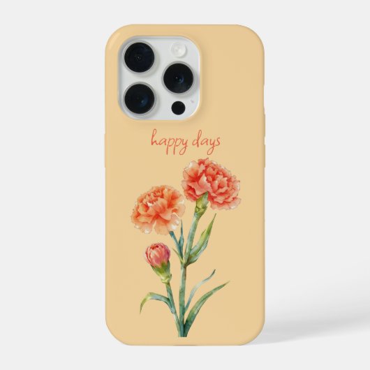 Koraal Anjer Botanisch Aquarel Aangepaste Naam iPhone Hoesje (Achterkant)