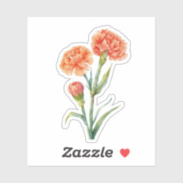 Koraal Anjer Botanisch Aquarel CuLavendel Sticker