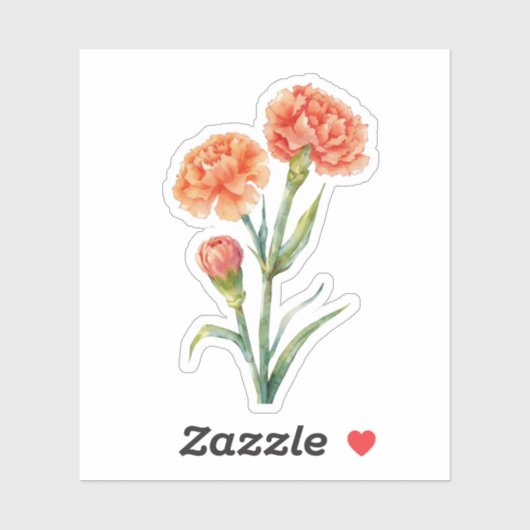 Koraal Anjer Botanisch Aquarel CuLavendel Sticker (Vel)