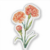 Koraal Anjer Botanisch Aquarel CuLavendel Sticker (Voorkant)