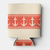 Koraal anker kuststrepen blikjeskoeler (Voorkant)