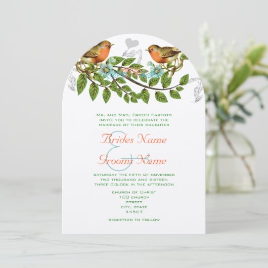 Koraal Apple Aqua Vogelwedstrijd Kaart (Staand voorkant)