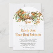 Koraal & Aqua Blue Vogels Huwelijksuitnodiging Kaart (Voorkant)