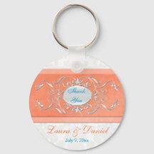 Koraal, Aqua en Grey Damask Wedding Favor