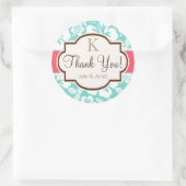 Koraal, Aqua Tropische Bruiloft Ronde Sticker (Tas)