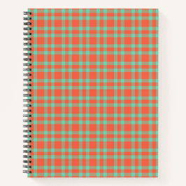 Koraal Aquamarijn Plaid Patroon Notitieboek