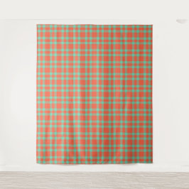 Koraal Aquamarijn Plaid Patroon Wandkleed