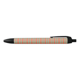Koraal Aquamarijn Plaid Patroon Zwarte Inkt Pen