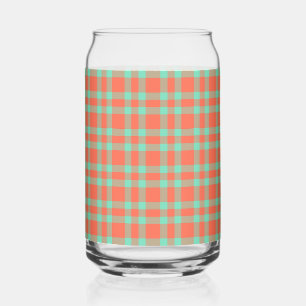 Koraal Aquamarine Geruite Patroon Blikvorm Glas