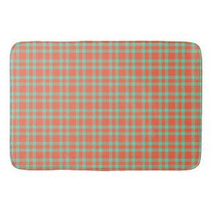 Koraal Aquamarine Plaid Patroon Badmat