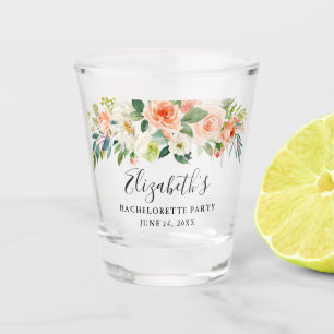 Koraal Aquarel Bloemige Bachelorette Feest Shot Glas