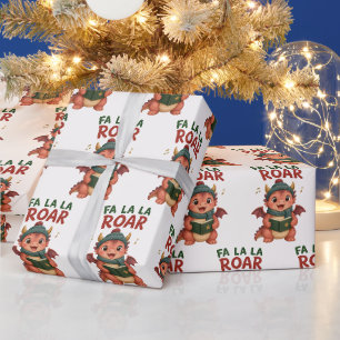 Koraal Aquarel Draak Fa La La Brul Kerstmis Cadeaupapier