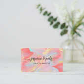 Koraal Aquarel Goud Glitter Visitekaartje (Staand voorkant)