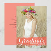 Koraal Aquarel Klas van 2025 Foto Afstudeerfoto Aankondiging (Voorkant / Achterkant)