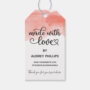 Koraal Aquarel Moppig Gemaakt Met Liefde Productla Cadeaulabel