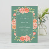 Koraal Aquarel Ranunculus Bruiloft Kaart (Staand voorkant)