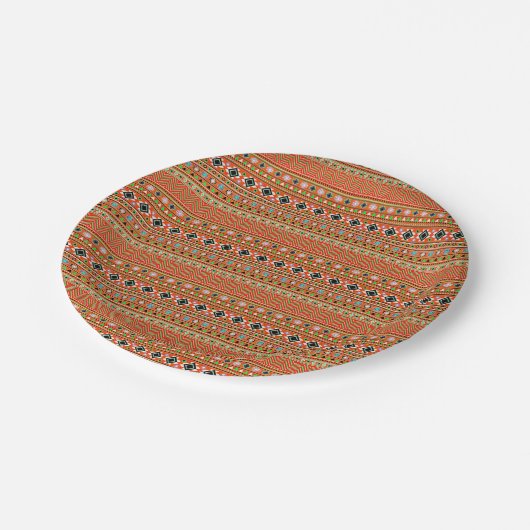 Koraal Azteekse stijl zuidwestelijke patroon Papieren Bordje (Gekanteld)