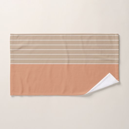 Koraal Beige Two Tone Stripes Bad Handdoek (Handdoek)