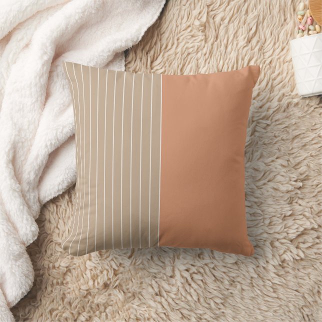 Koraal Beige Two Tone Stripes Kussen (Deken)