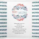Koraal bessen en strepen Kerstfoto collage Drieluik Wenskaart (Binnenkant midden)