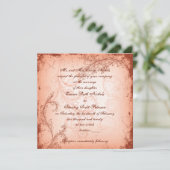  Koraal Blad Blad Bloeiende bruiloft Kaart (Staand voorkant)