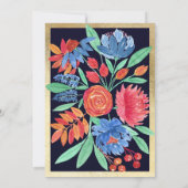 Koraal Blauw Goud Bloemen Waterverf Bachelorette Kaart (Achterkant)