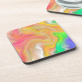 Koraal, blauw, groen, roze Abstracte vloeiende kun Bier Onderzetter (Linkerzijde)