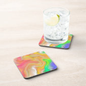 Koraal, blauw, groen, roze Abstracte vloeiende kun Bier Onderzetter (Rechterzijde)